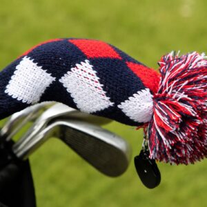 Stickad headcover - Träfemma / Hybrid - Rutig (röd, blå, vit)