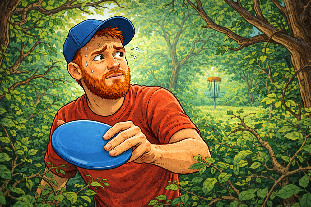 kasta sneda kast in i skogen i discgolf