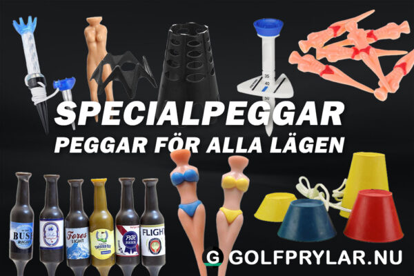 Jämförelse av golfutrustning, specialpeggar, rangepeggar, roliga peggar, smarta peggar, ölpeggar